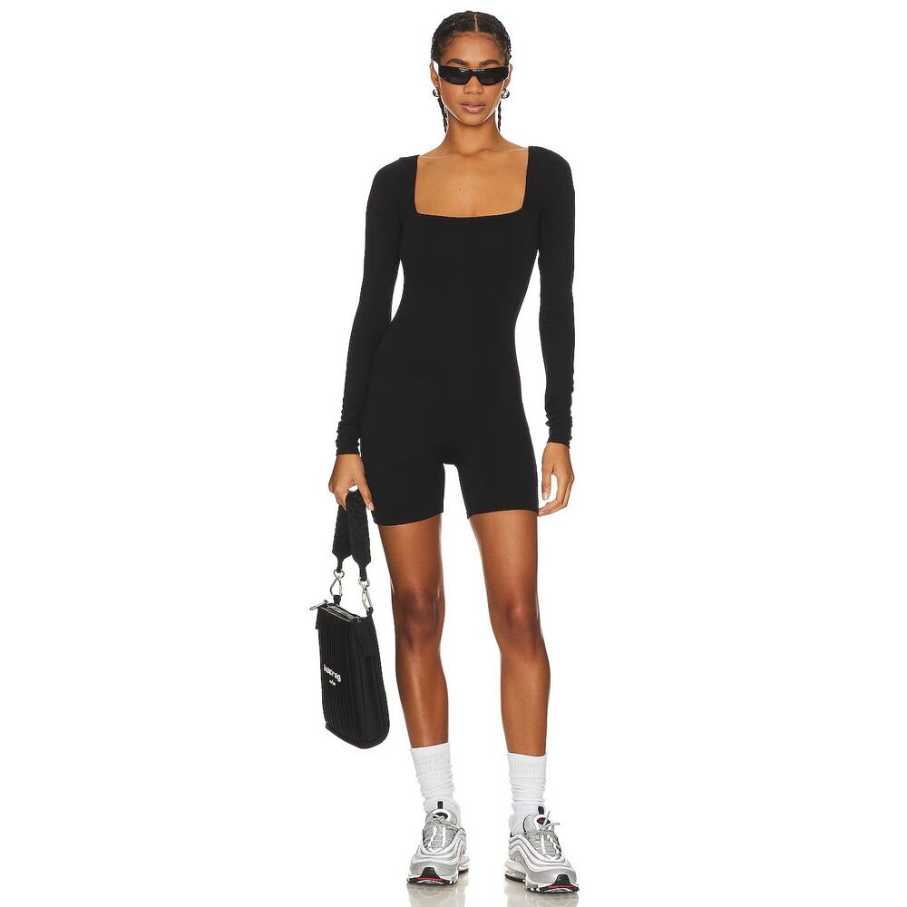 AFRM Essential Alani Romper Jersey Square Neck Long Sleeve Athleisure Sz 1X